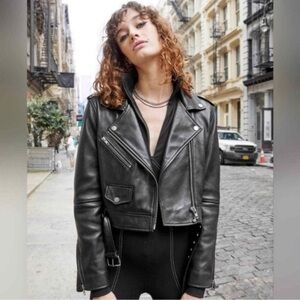 Rebecca Minkoff NWT Black Faux Leather Moto Jacket Size Large
